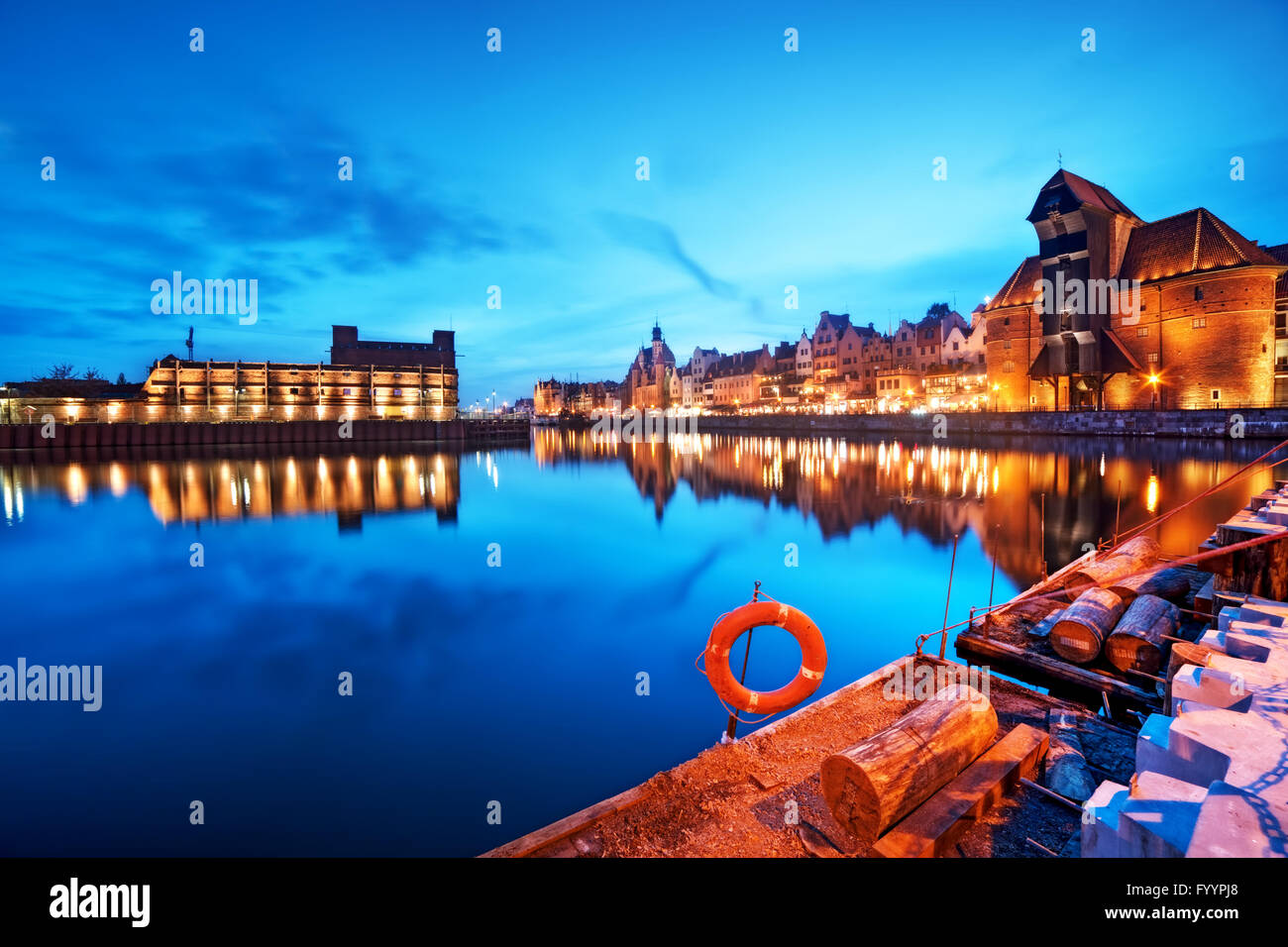 Gdansk città vecchia e famosa gru Foto Stock