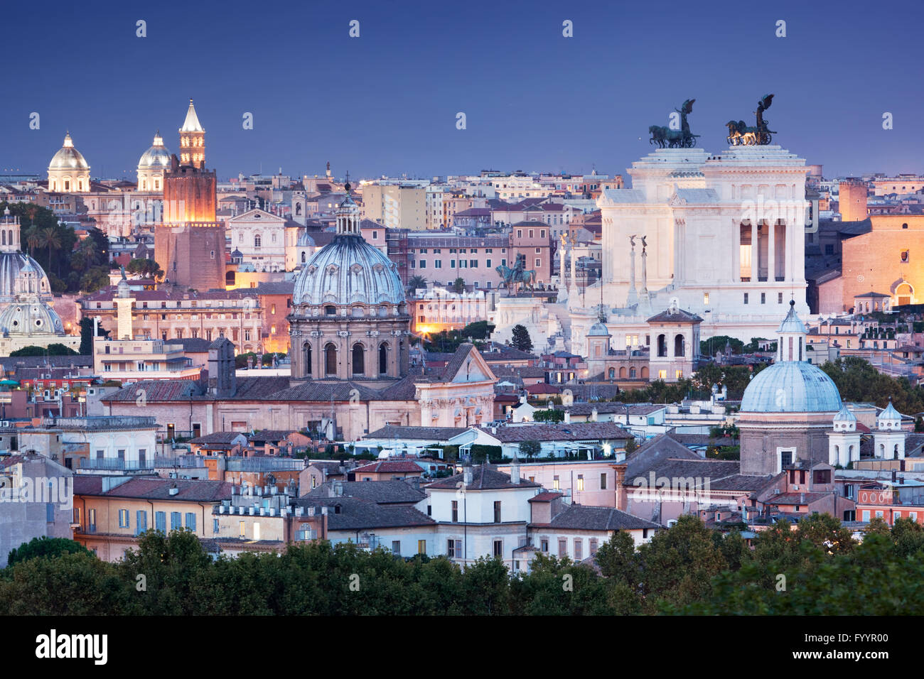 Ultra wide panorama di Roma, Italia. Foto Stock