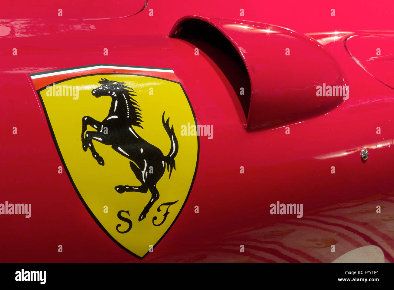 Badge su una Ferrari 290MM 1956 Foto Stock