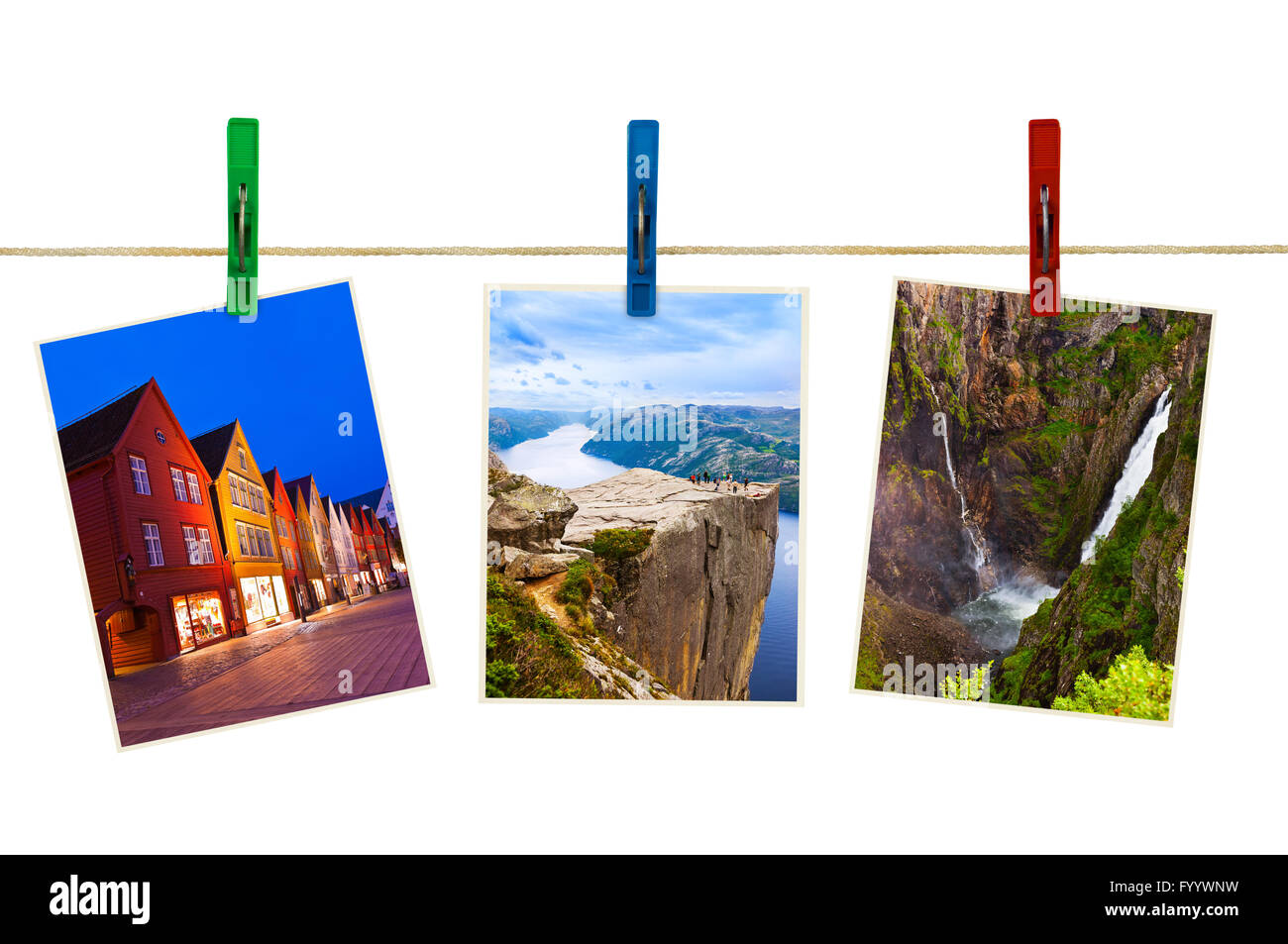 Norvegia Fotografia di viaggio su clothespins Foto Stock