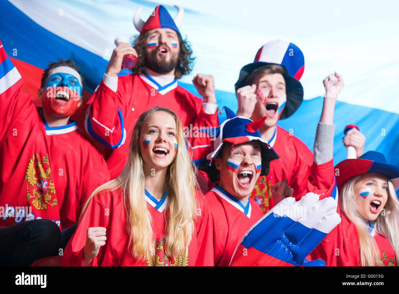 Tifosi di hockey Foto Stock