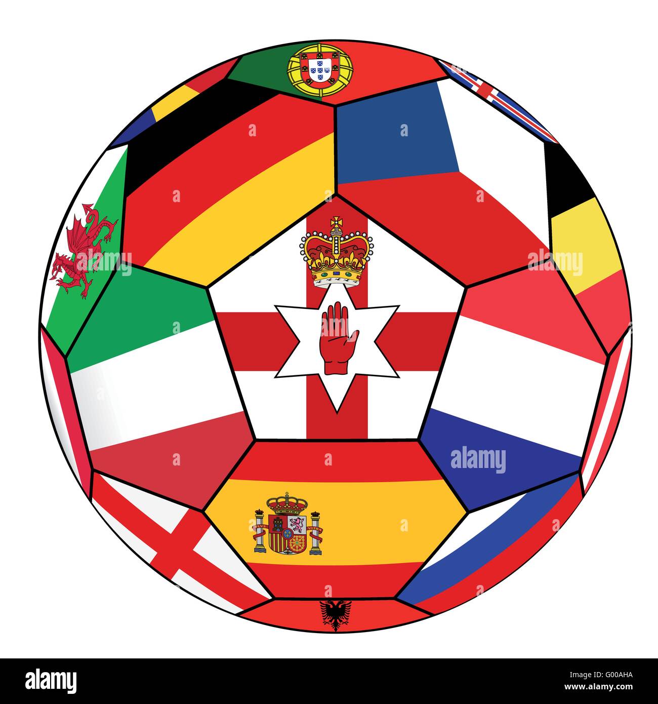 Pallone da calcio con la bandiera del Nord Irlanda nel centro Illustrazione Vettoriale