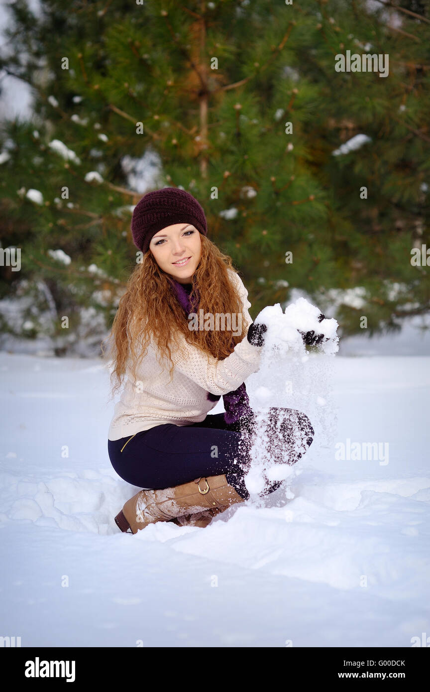 Ragazza nella neve Foto Stock