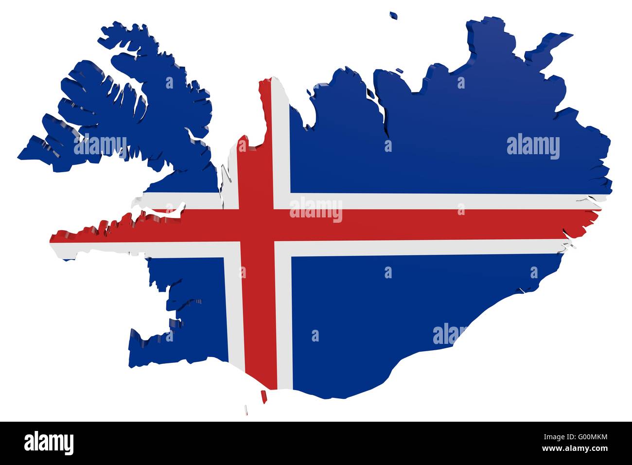 Bandiera islandese mappa Foto Stock