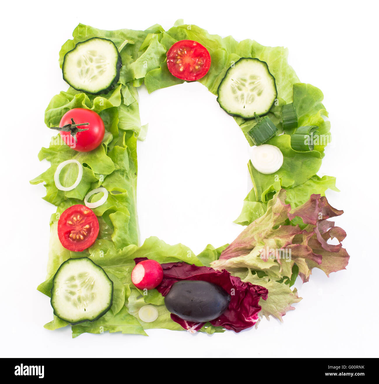 Lettera d fatto di insalata. Foto Stock