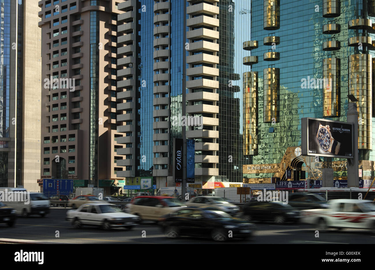 Sheikh Zayed Road, Dubai Emirati Arabi Uniti Foto Stock
