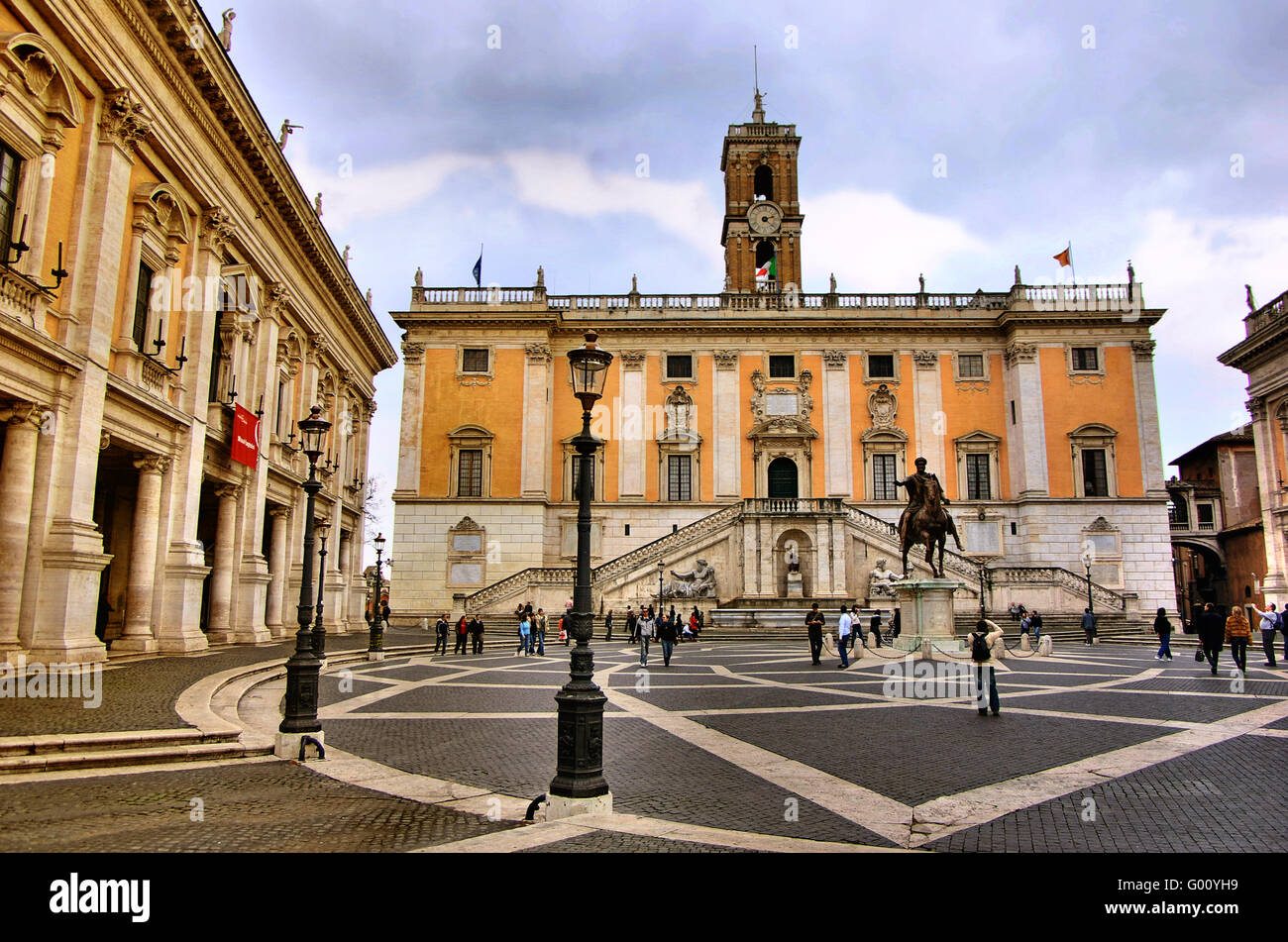 La piazza del Campidoglio a Roma Foto Stock