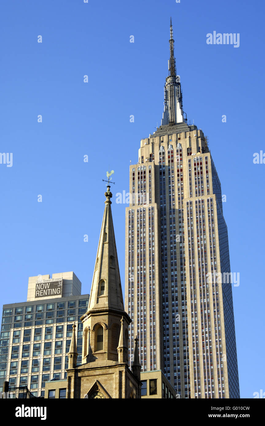 Kirchturmspitze, Empire State Building di New York Foto Stock