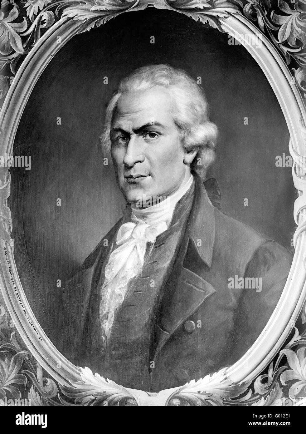 Alexander Hamilton (1755-1804), un padre fondatore di Stati Uniti e chief aide al generale George Washington. Un 1908 fotografia di un murale di Constantino Brumidi in Campidoglio degli Stati Uniti di Washington DC. Foto Stock