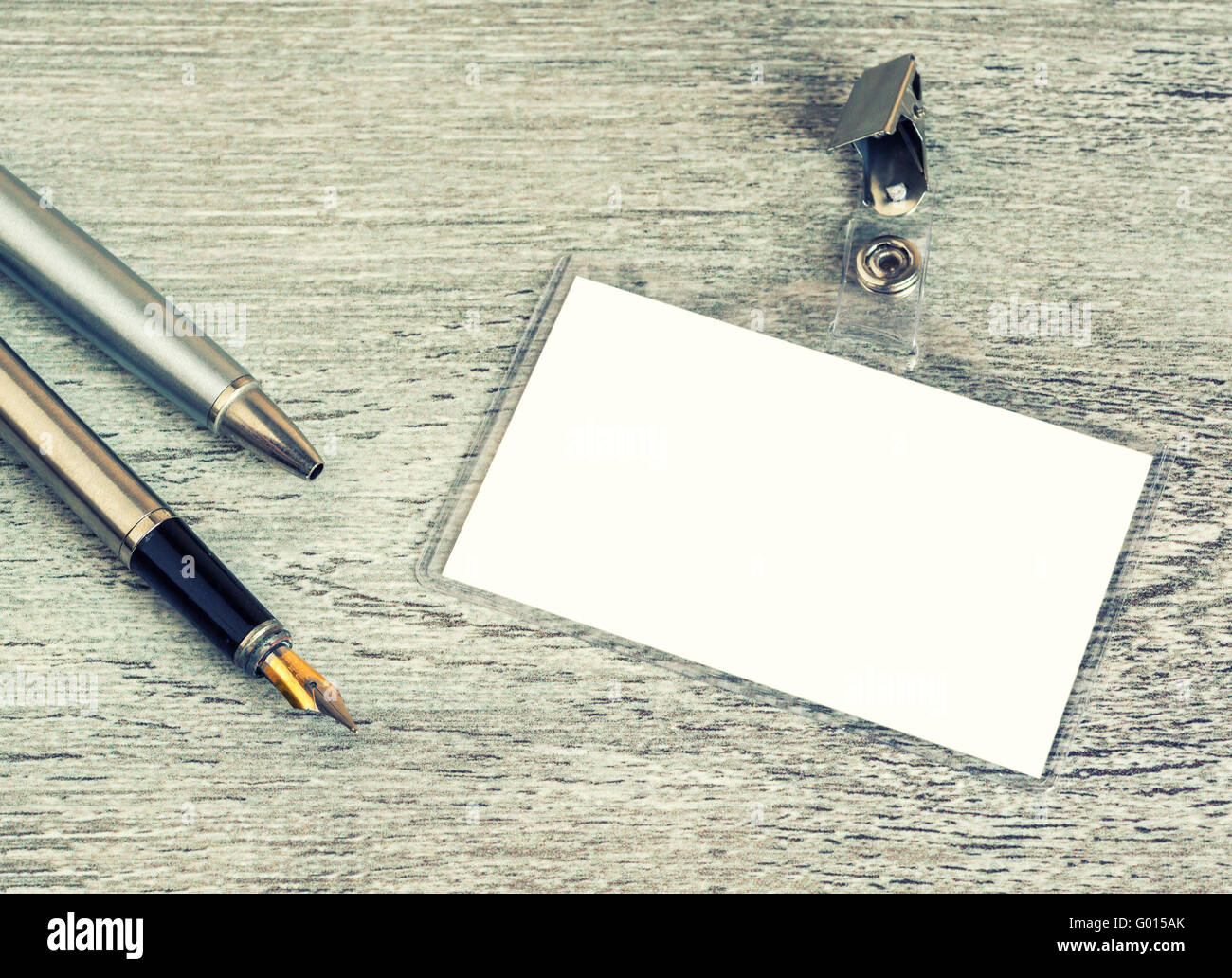 Penna, Badge, vuoto ID card , il badge, retro Foto Stock