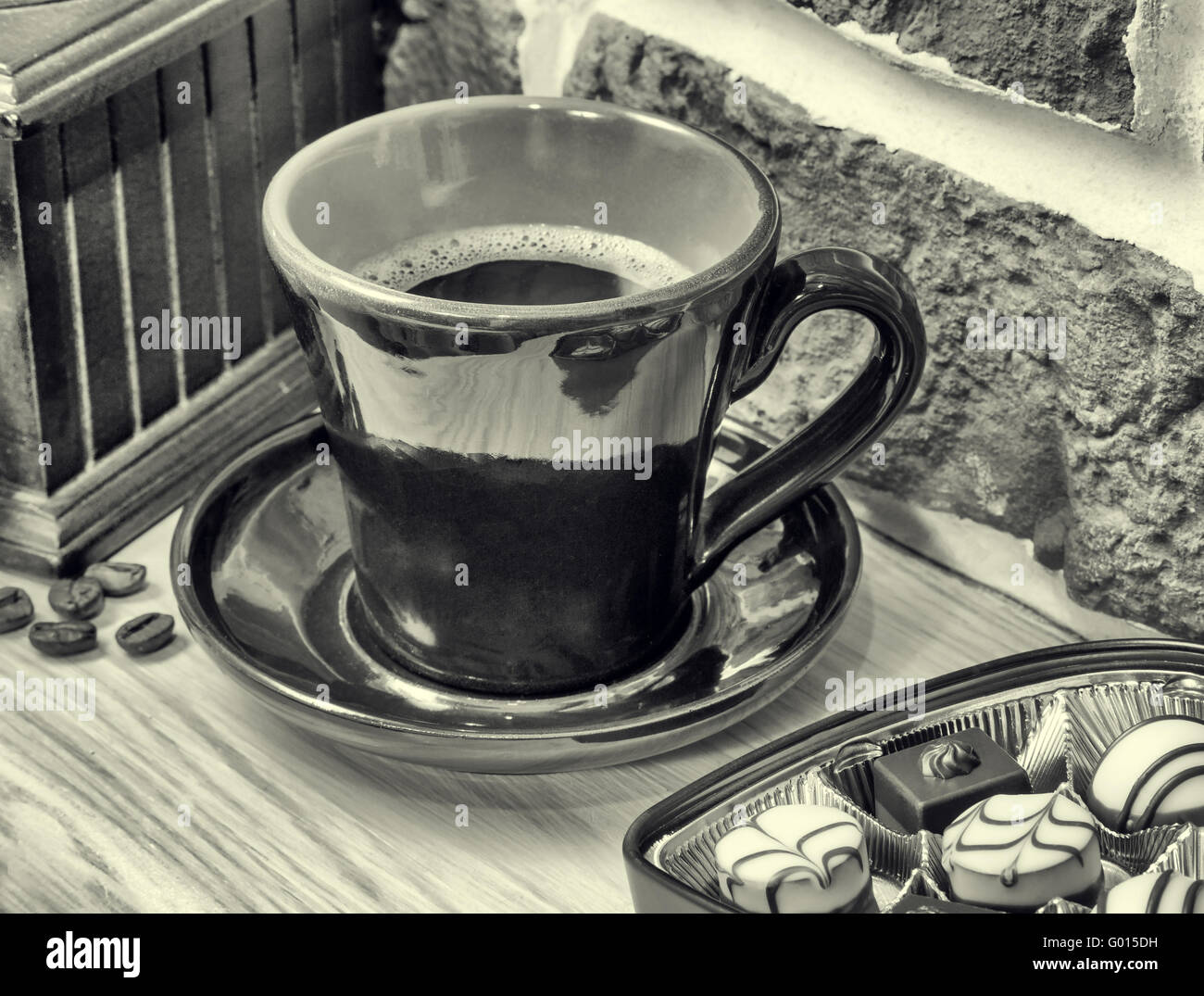 Caffè, dolci, caffè macinacaffè. still life Foto Stock