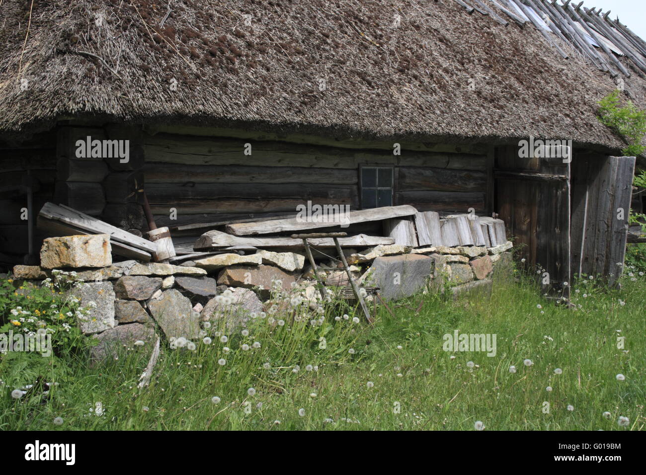 Facciata di una vecchia storica fattoria, Estonia, paesi baltici, Europa Foto Stock