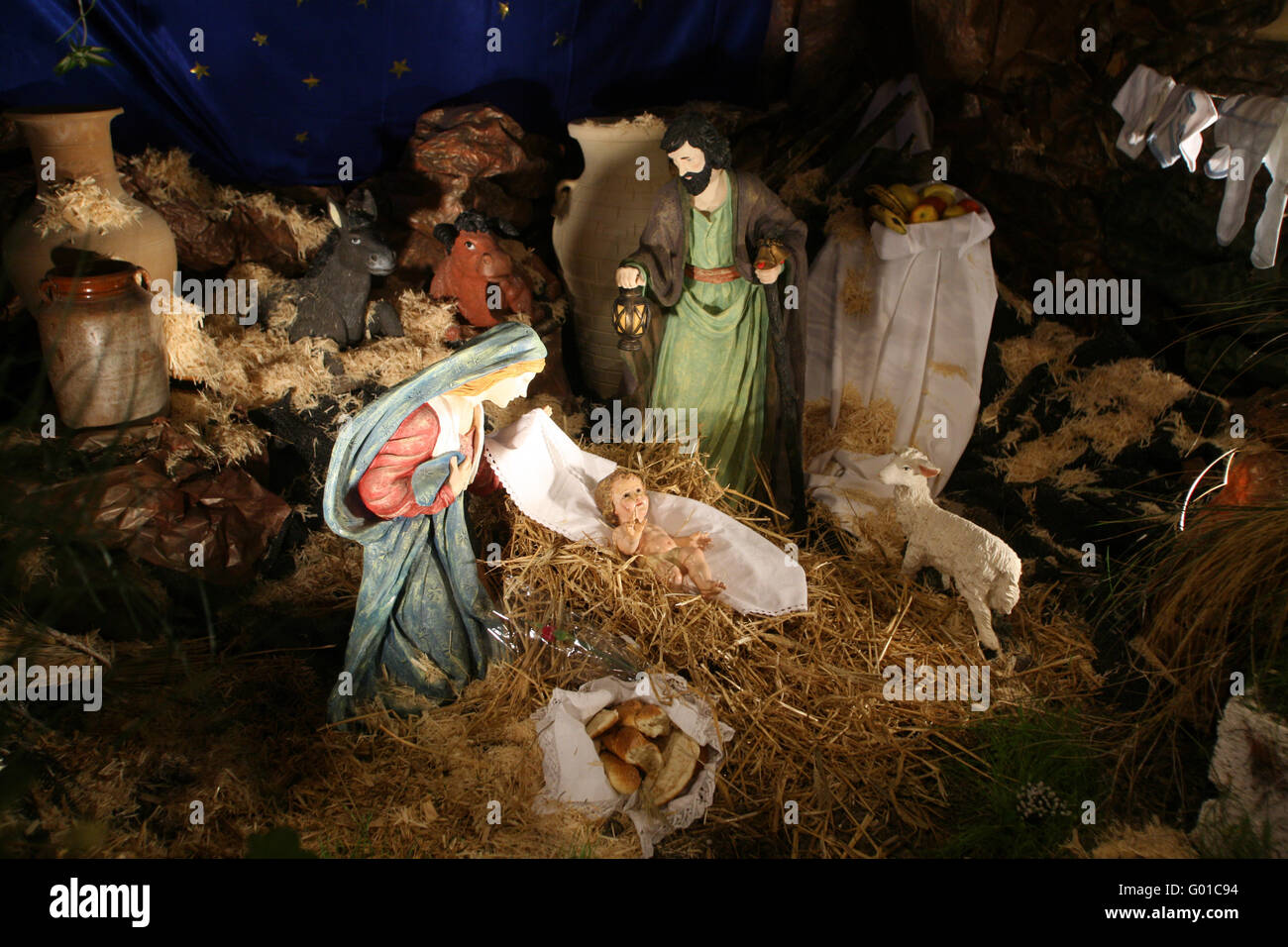 Scena di Natività Foto Stock