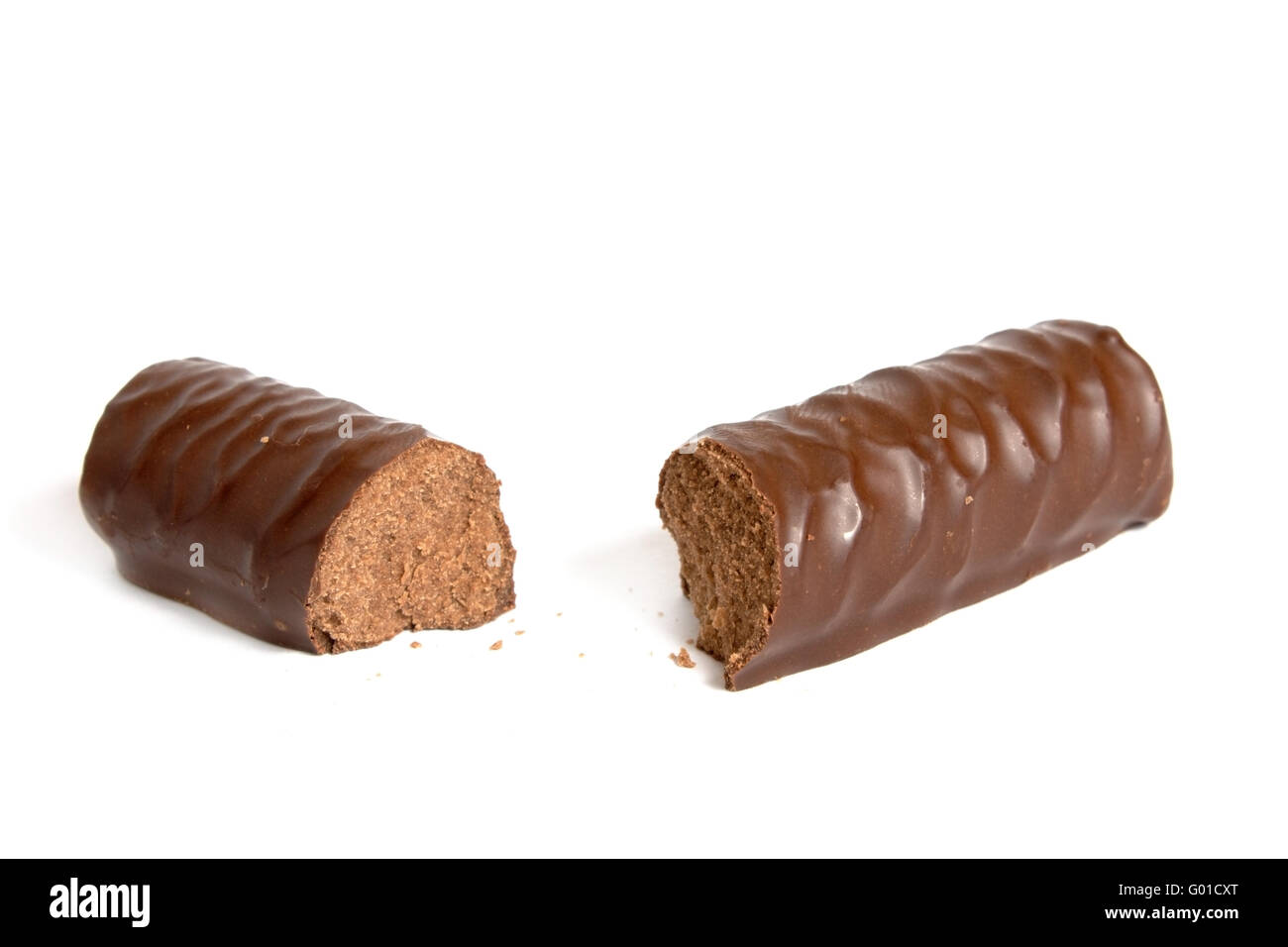 I dolci di cioccolato su uno sfondo bianco isolato Foto Stock