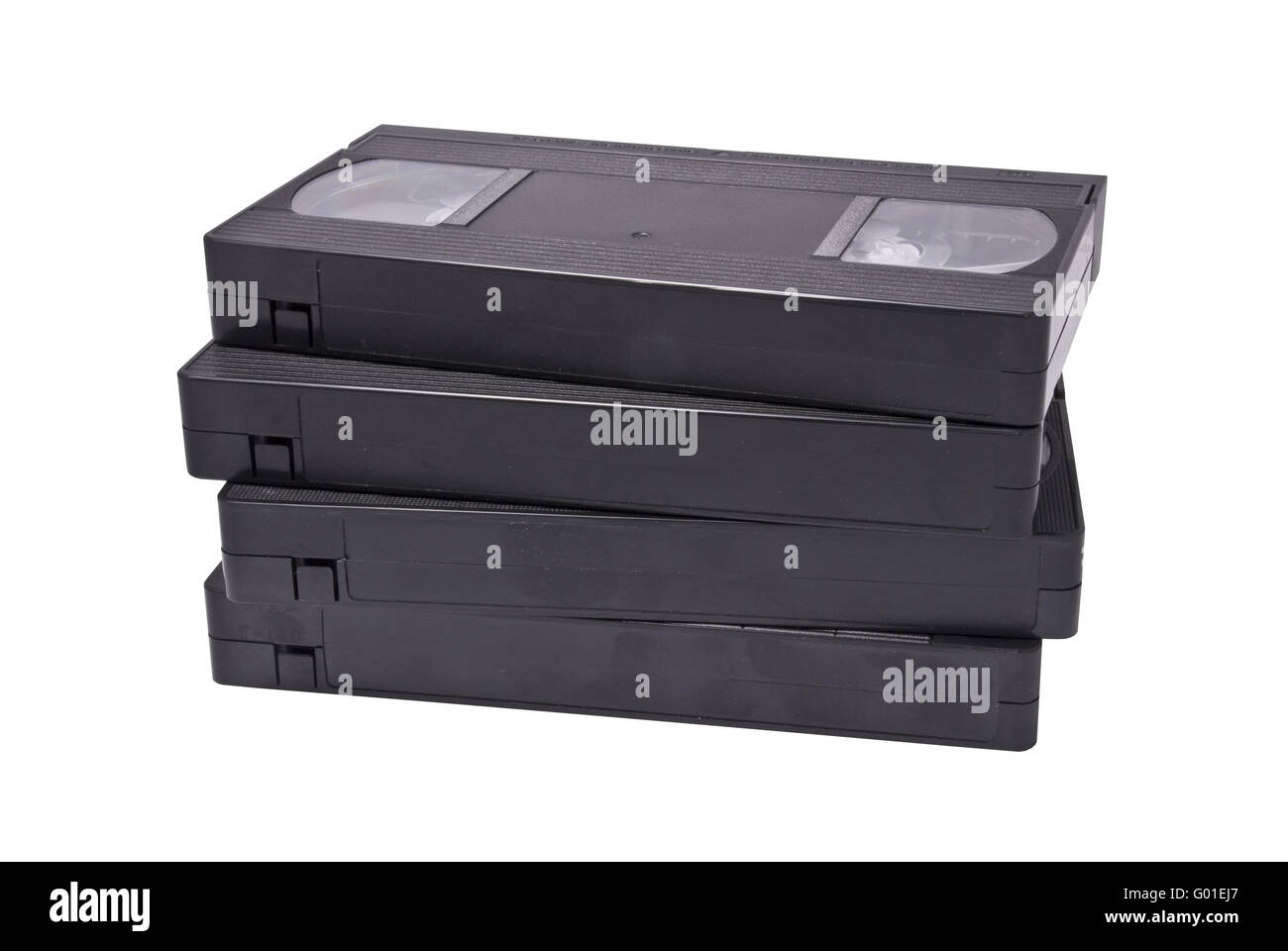 Cassette VHS su sfondo bianco, tracciato di ritaglio Foto Stock