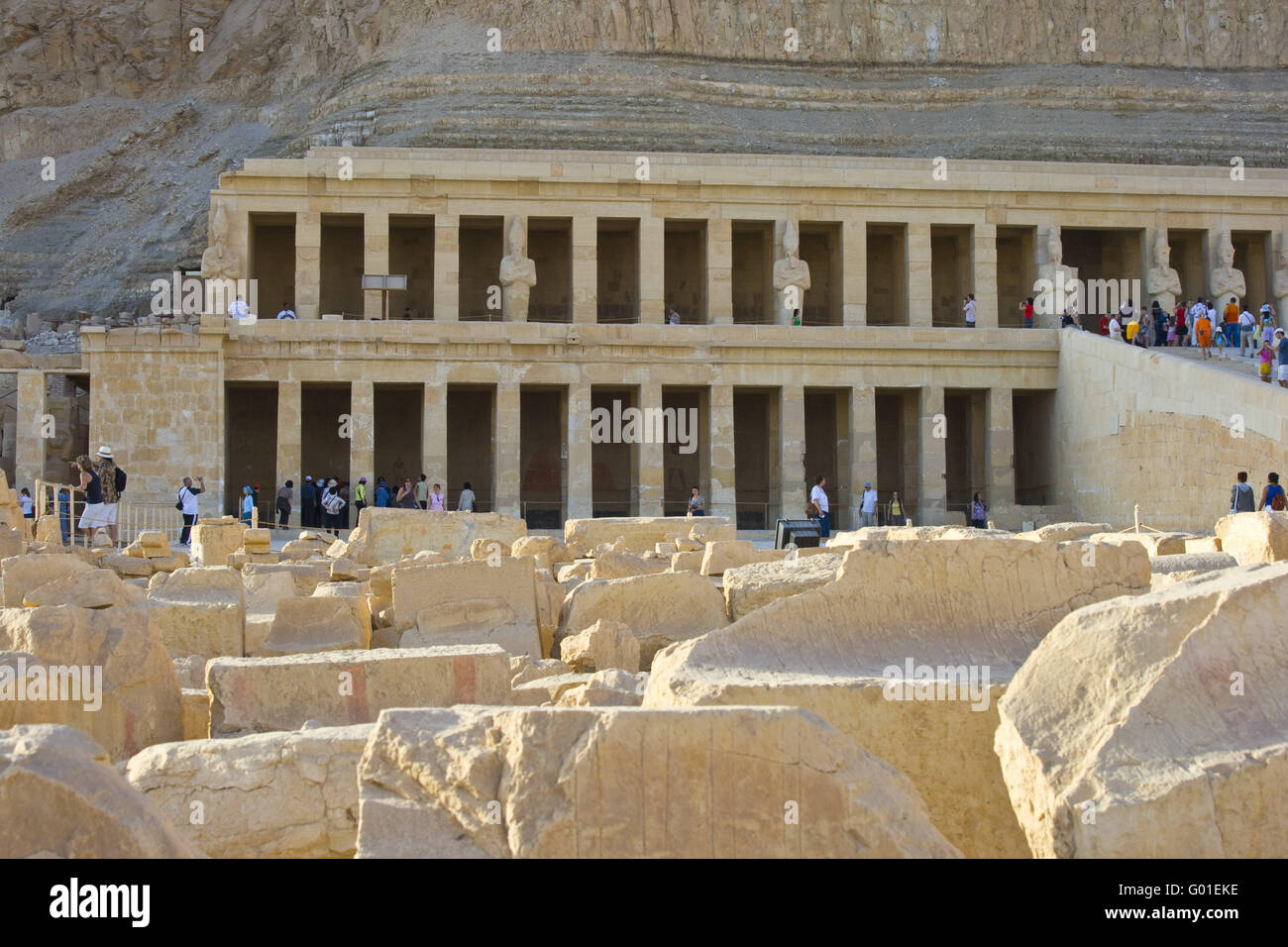 Dettaglio del tempio di Hatschepsut in Theben-West Foto Stock