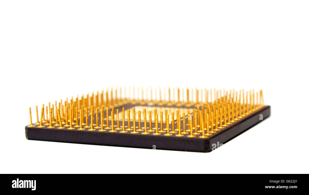 CPU Cpmputer isolati su sfondo bianco zoccolo 775 Foto Stock