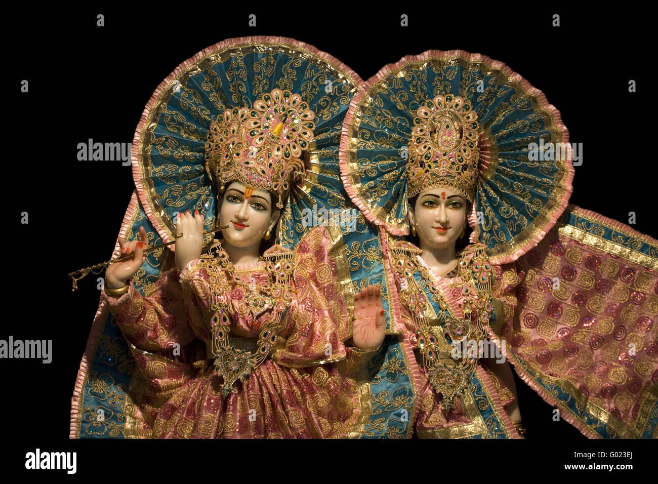 Gli idoli di Krishna e Radha Foto Stock