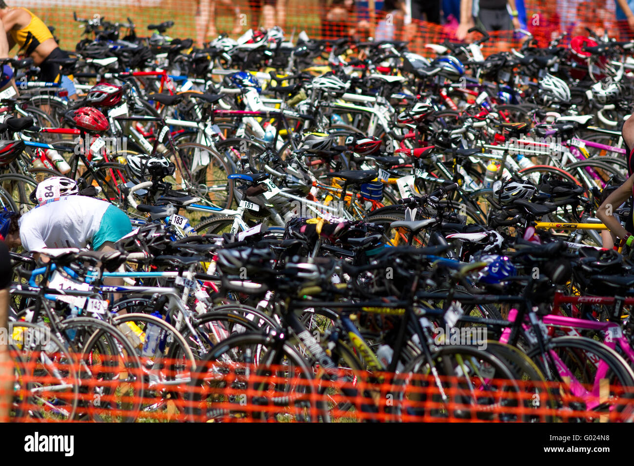 Biciclette in area di transizione Foto Stock