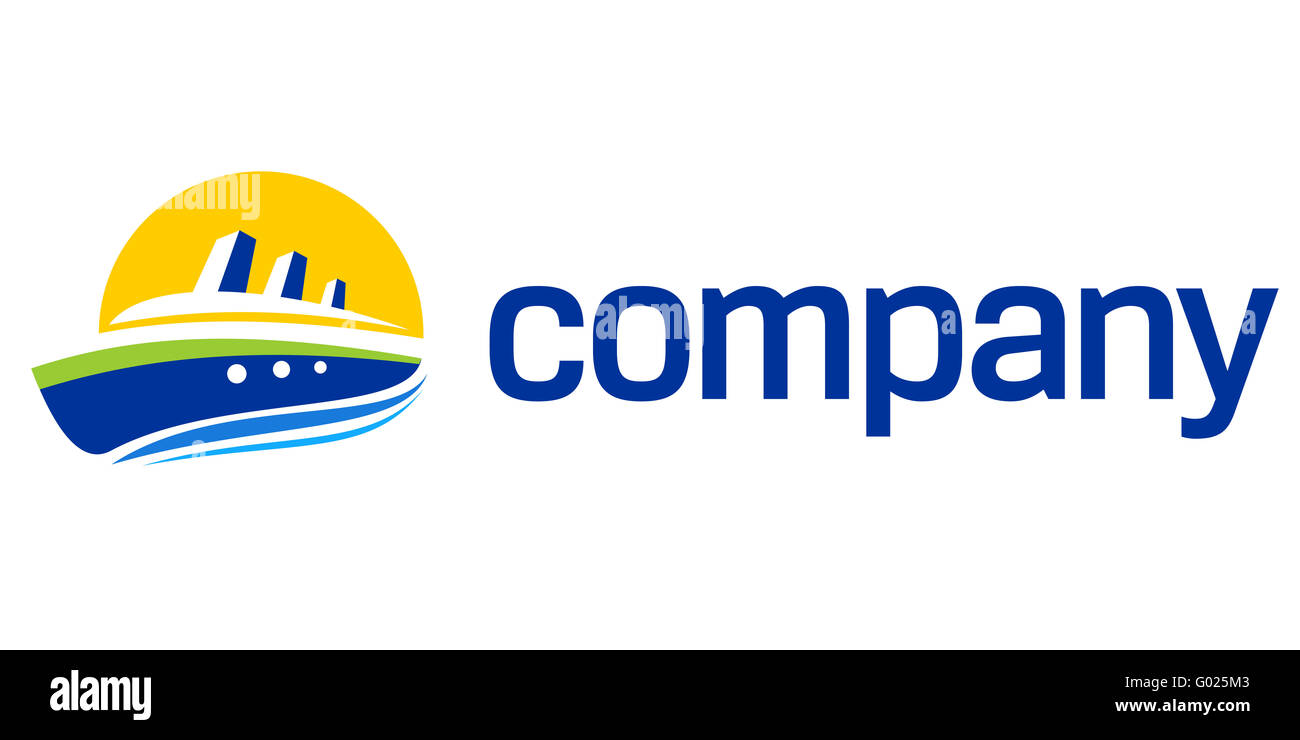 Logo in barca per agenzia di viaggi Foto Stock