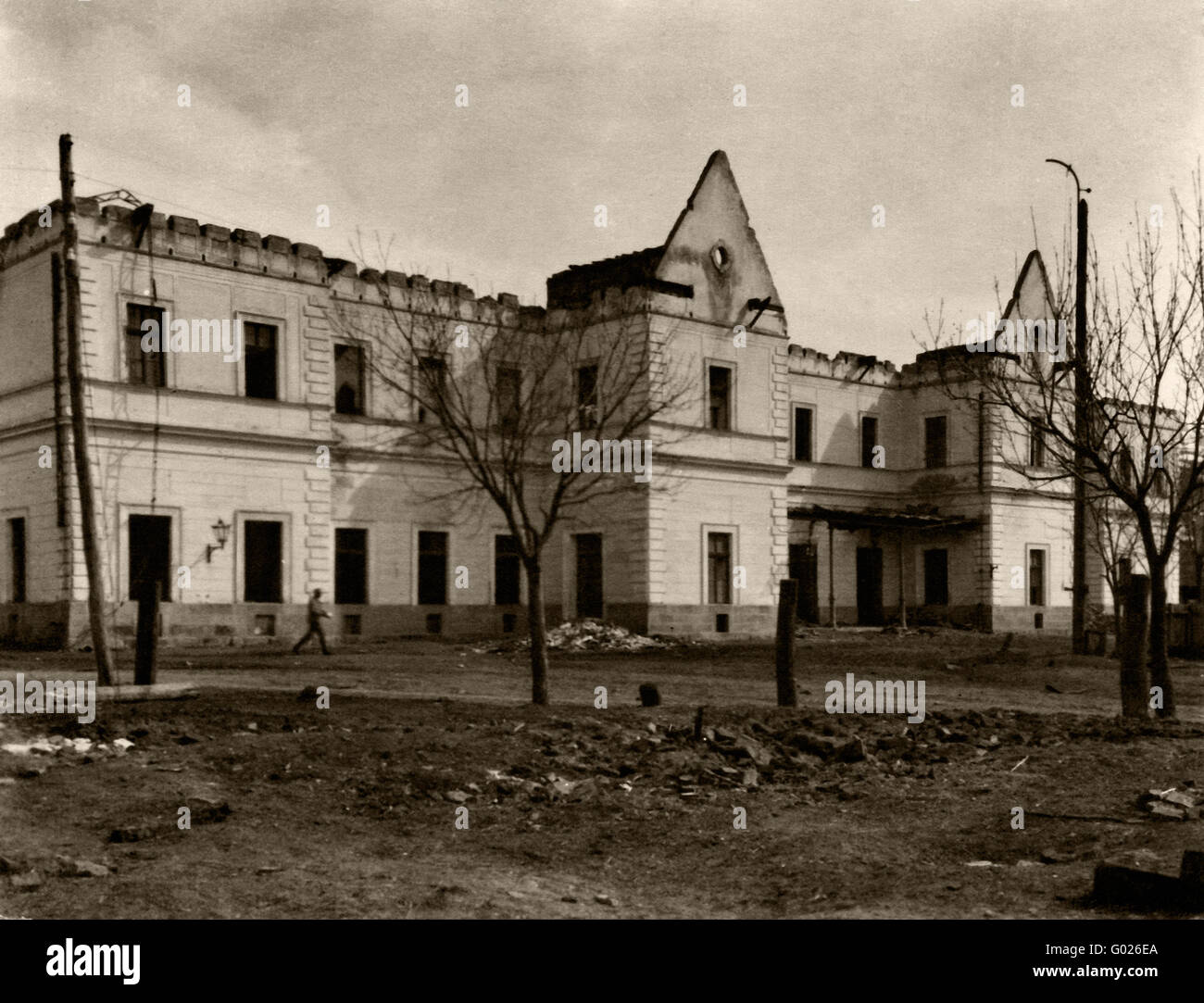 Bombardato house, fotografia storica, Foto Stock