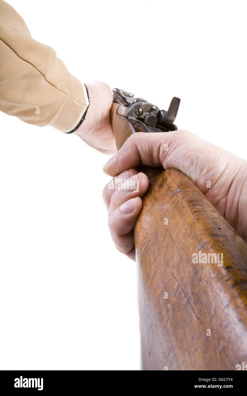 uomo con la pistola Foto Stock