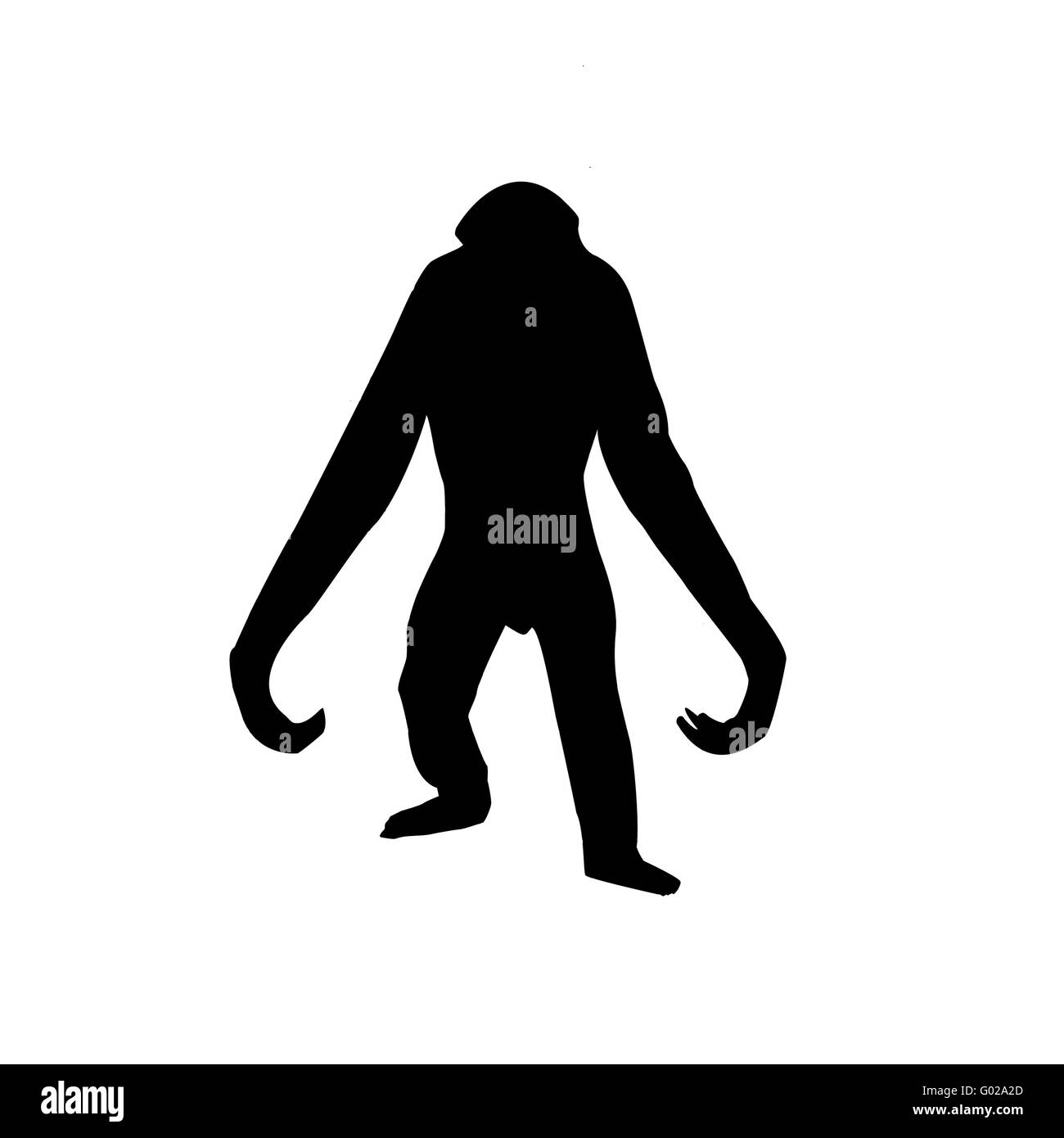 Vettore di silhouette il gorilla su sfondo bianco Foto Stock