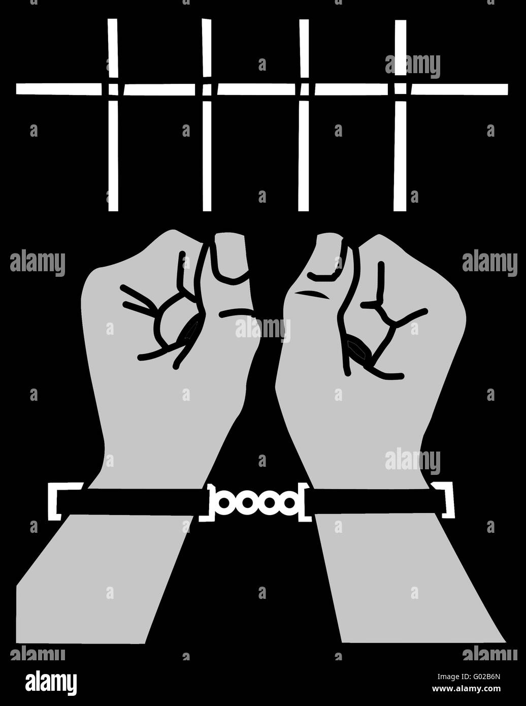 Illustrazione vettoriale delle mani in manacle Foto Stock