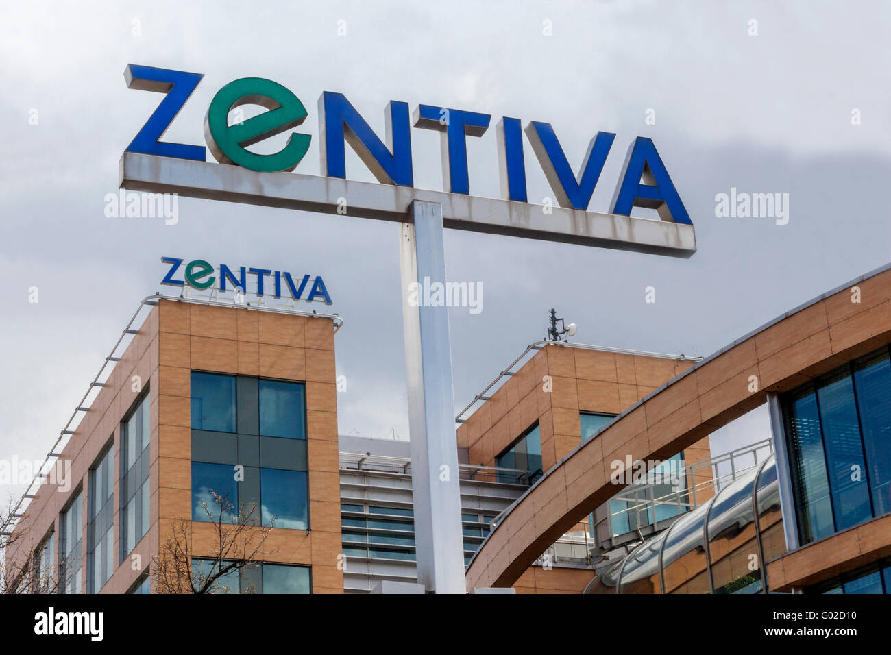 Zentiva Sign, azienda farmaceutica ceca, Praga. Repubblica Ceca Foto Stock