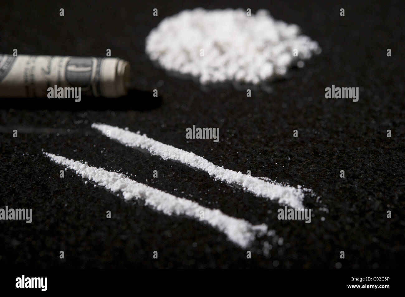 Linee di cocaina Foto Stock
