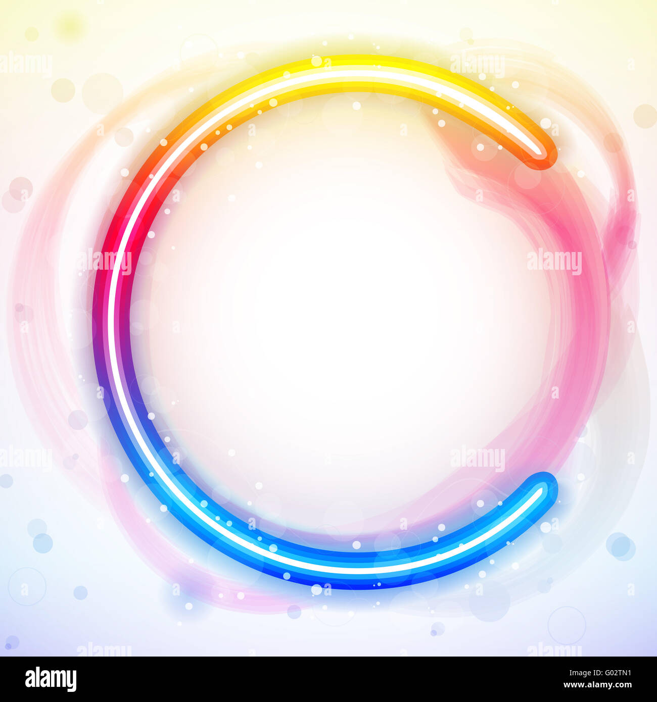 Alfabeto luci arcobaleno nel cerchio Sfondo bianco Foto Stock