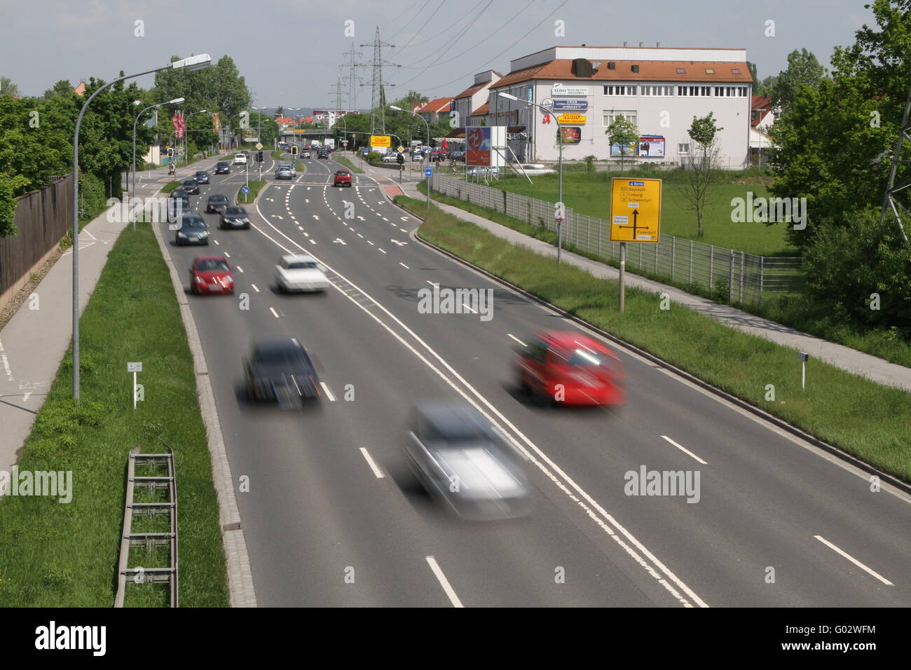 Il traffico veloce sul Berliner Ring a Bamberg Foto Stock