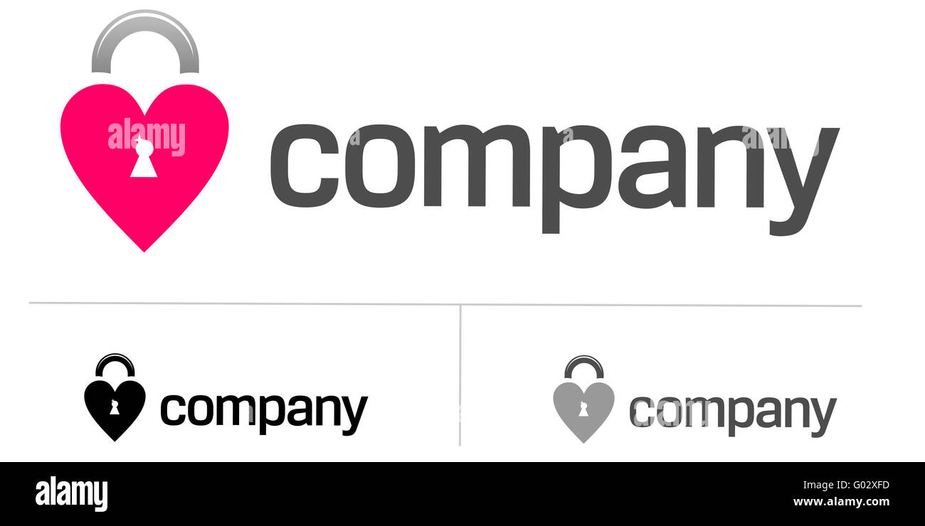 Serrature del logo amore per il sito di dating Foto Stock