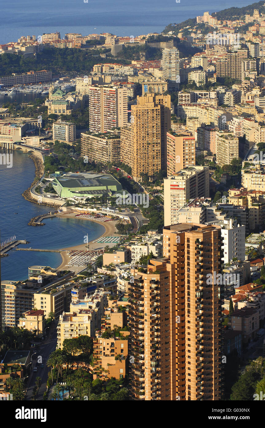 Spiaggia di Larvotto in Monte Carlo al Cote d'Azur Foto Stock