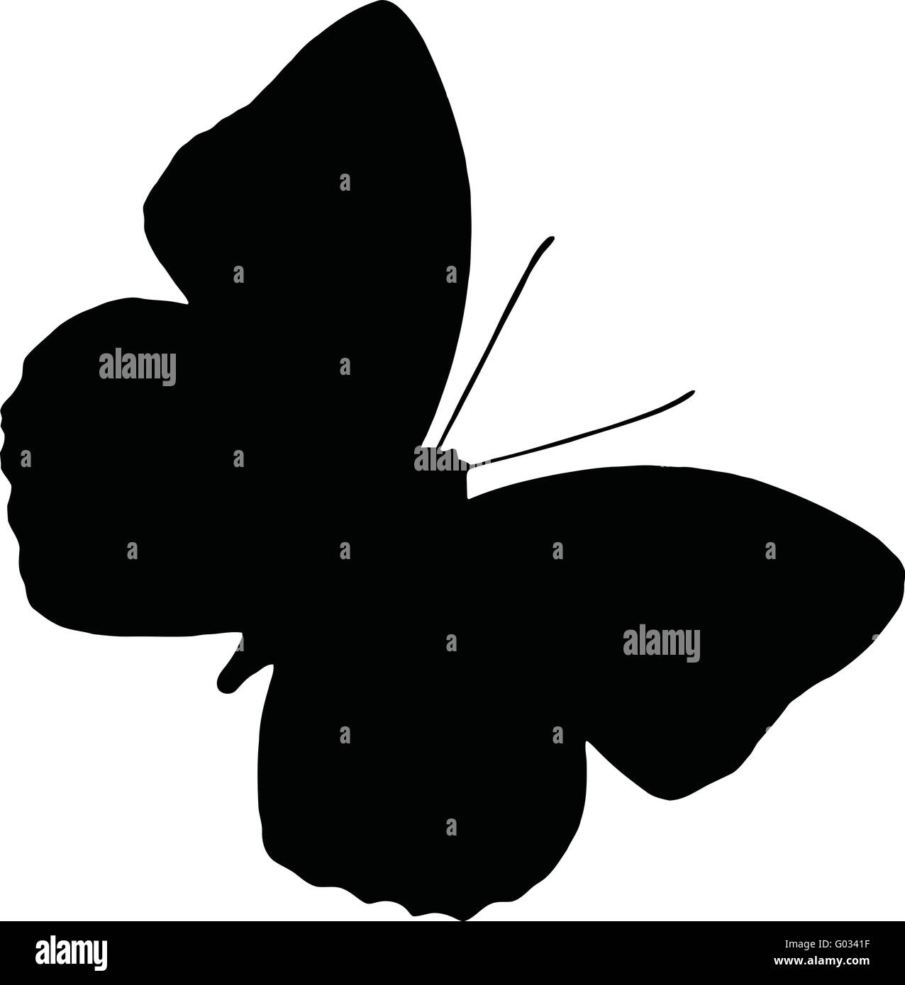 Silhouette di butterfly isolato su bianco Illustrazione Vettoriale