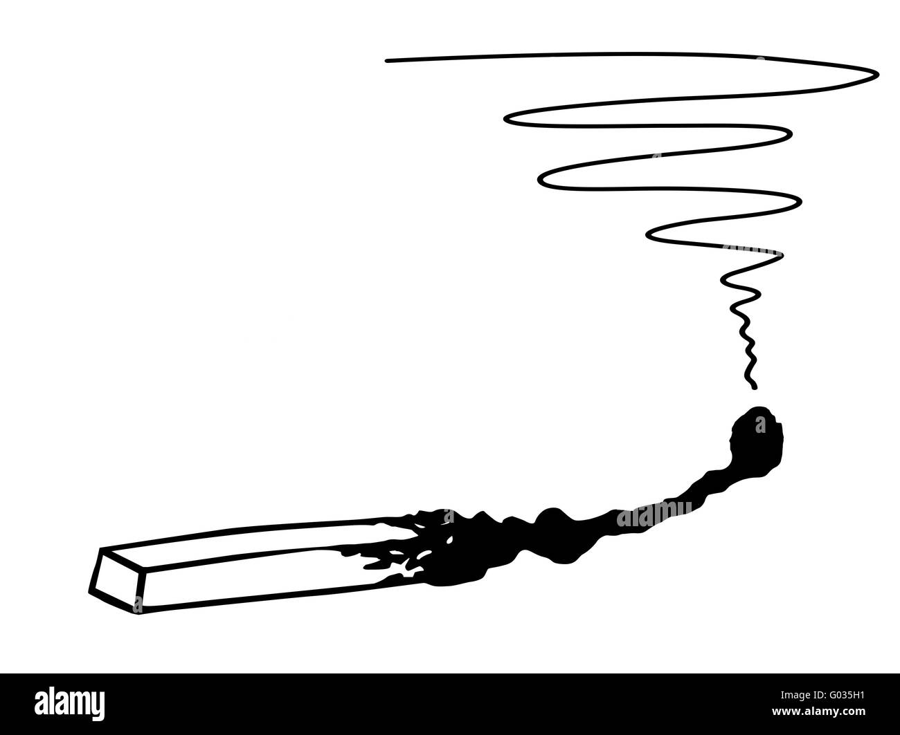 Il vettore della silhouette burnted corrispondere su sfondo bianco Foto Stock