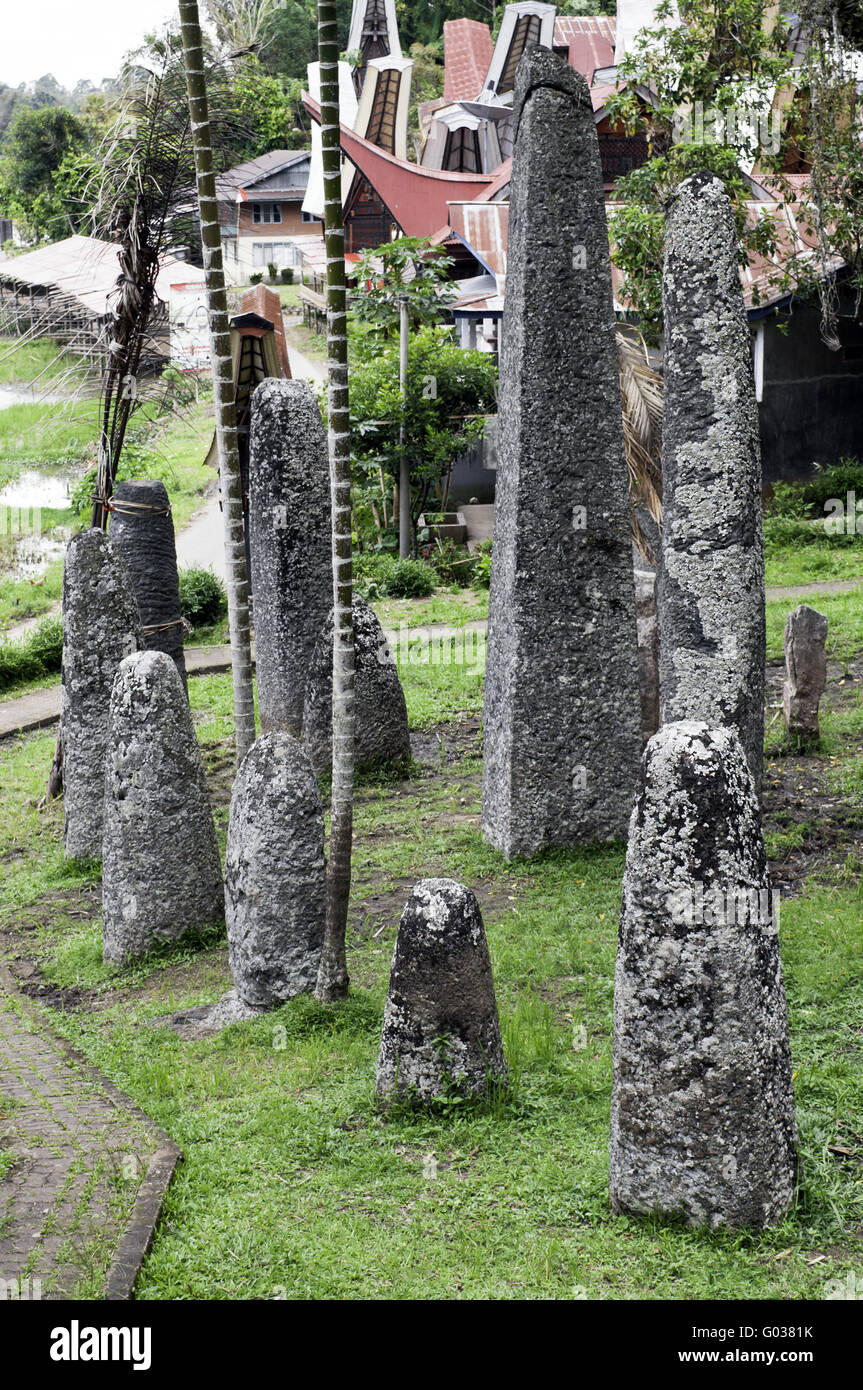Famiglia tradizionale luogo di sepoltura nella Tana Toraja Foto Stock