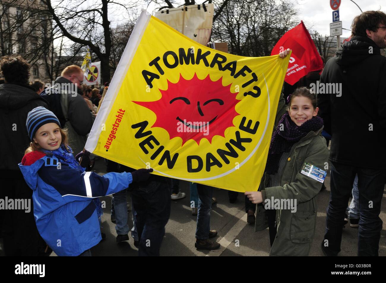 Protesta contro l'energia nucleare a Berlino Foto Stock