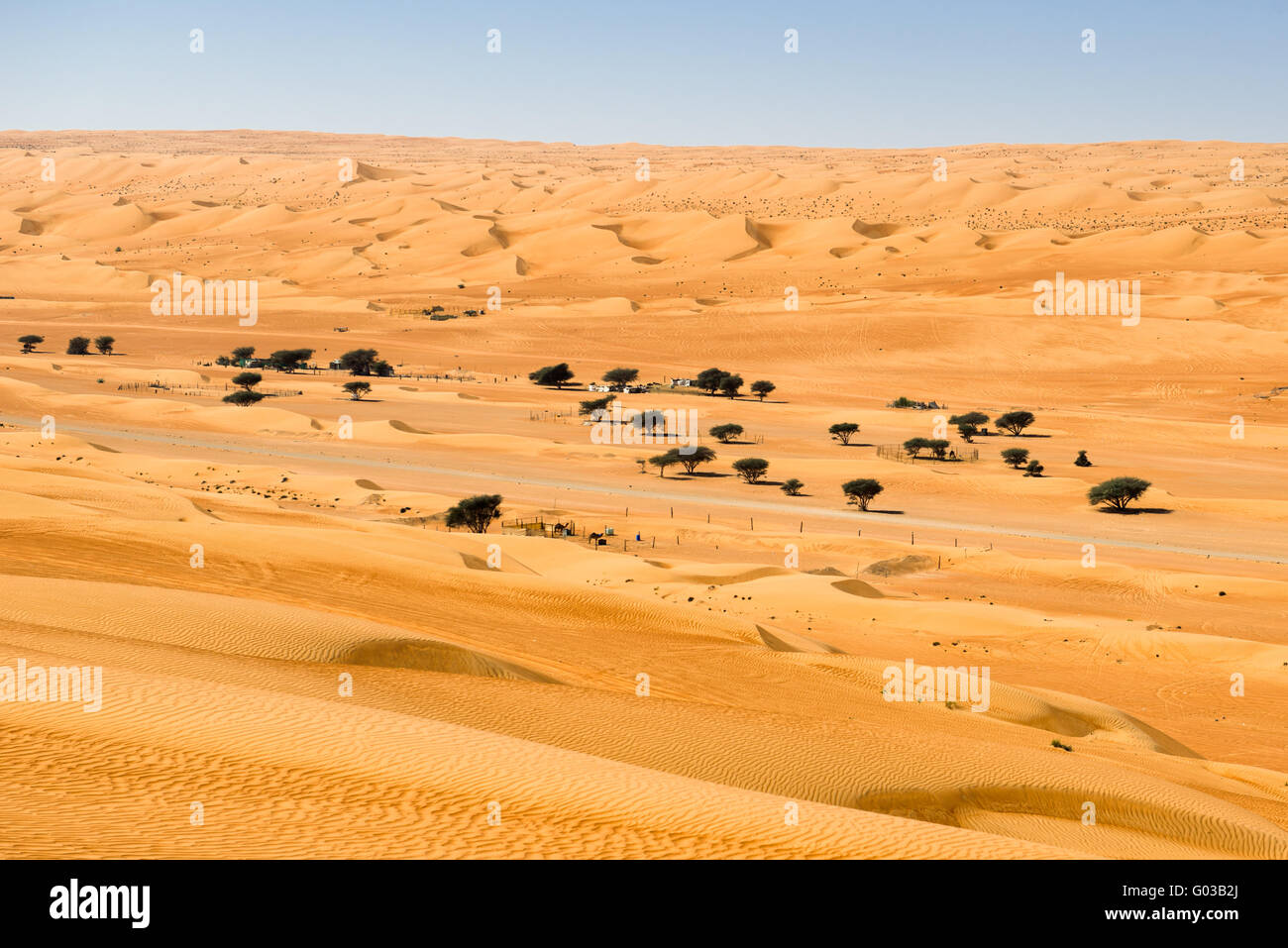 Città deserto, Wahiba Sands, Oman. Foto Stock