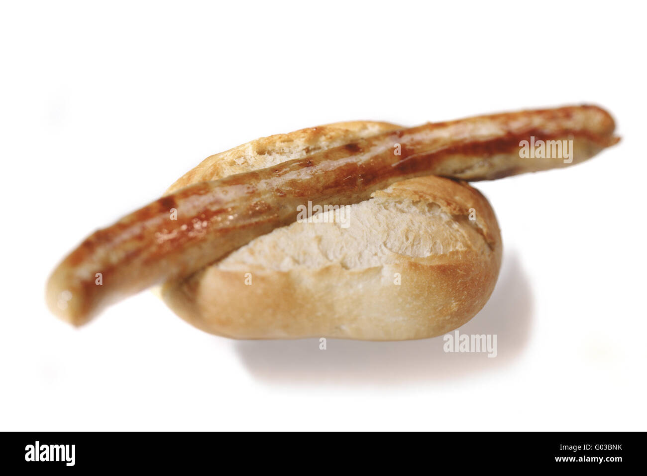La salsiccia con pane tedesco Foto Stock