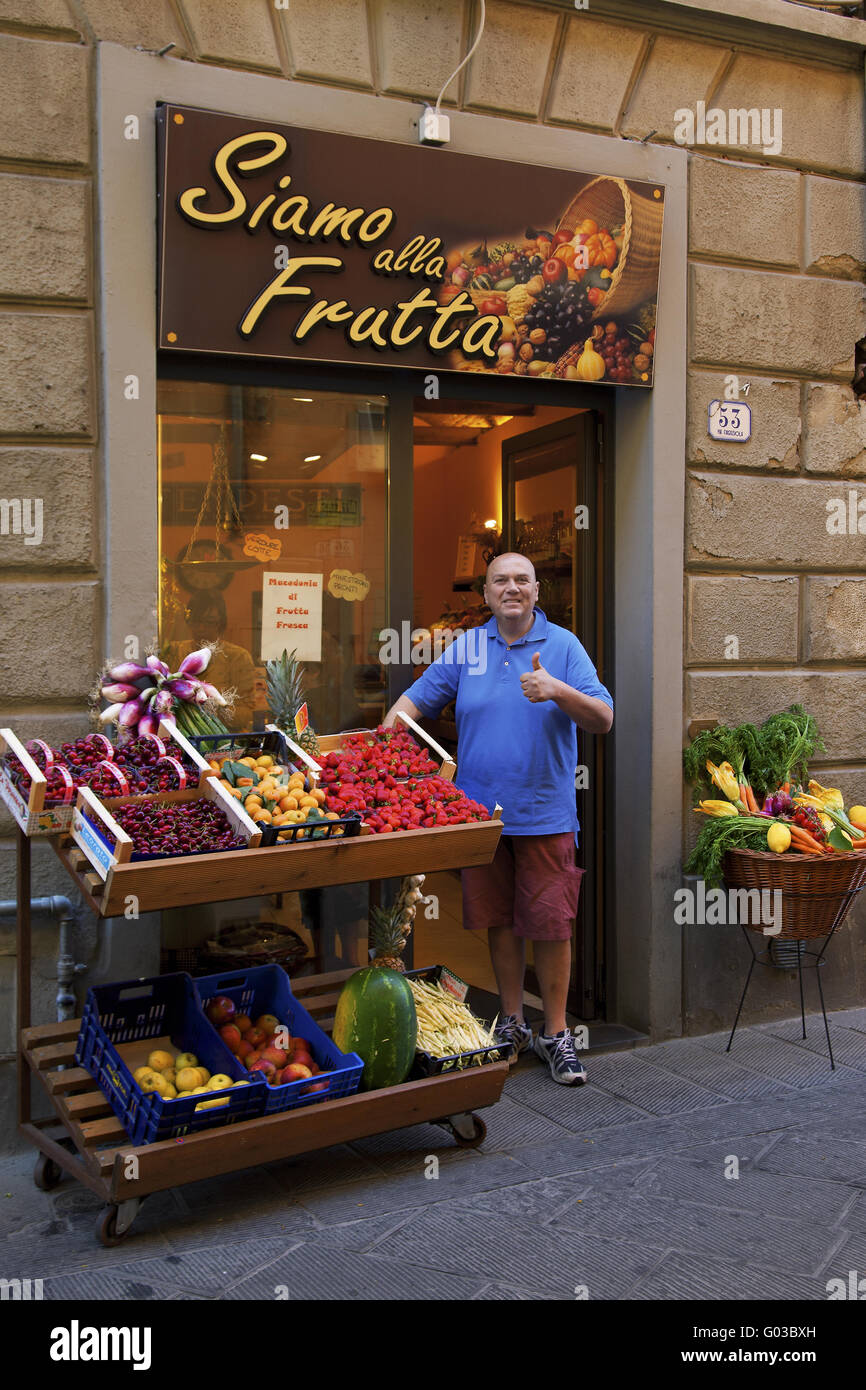 La frutta e la verdura shop, Proto, Toscana, Italia Foto Stock