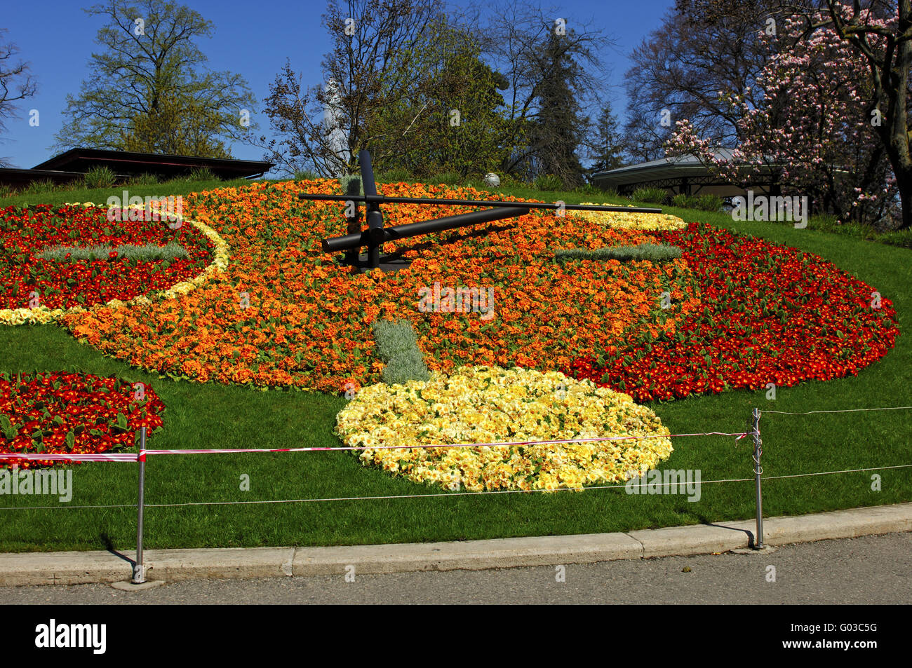 Orologio di fiori, Ginevra, Svizzera Foto Stock