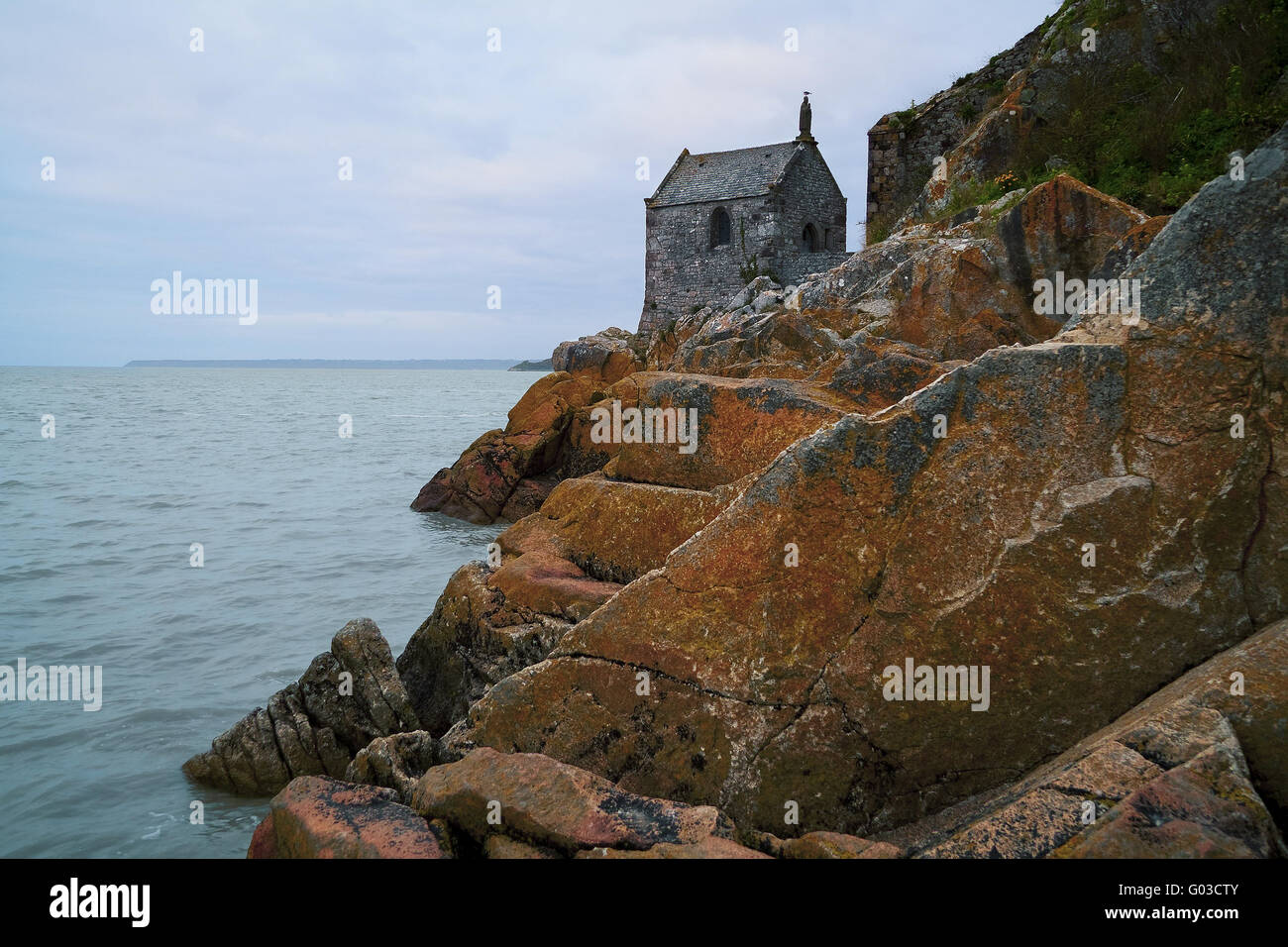 Cappella Saint Aubert, Mont Saint Michel, Normandia Foto Stock