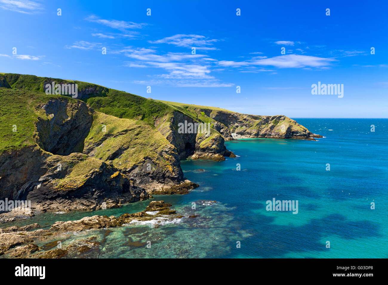 Cliff Cornish Coast vicino a Port Issac, Cornovaglia Foto Stock