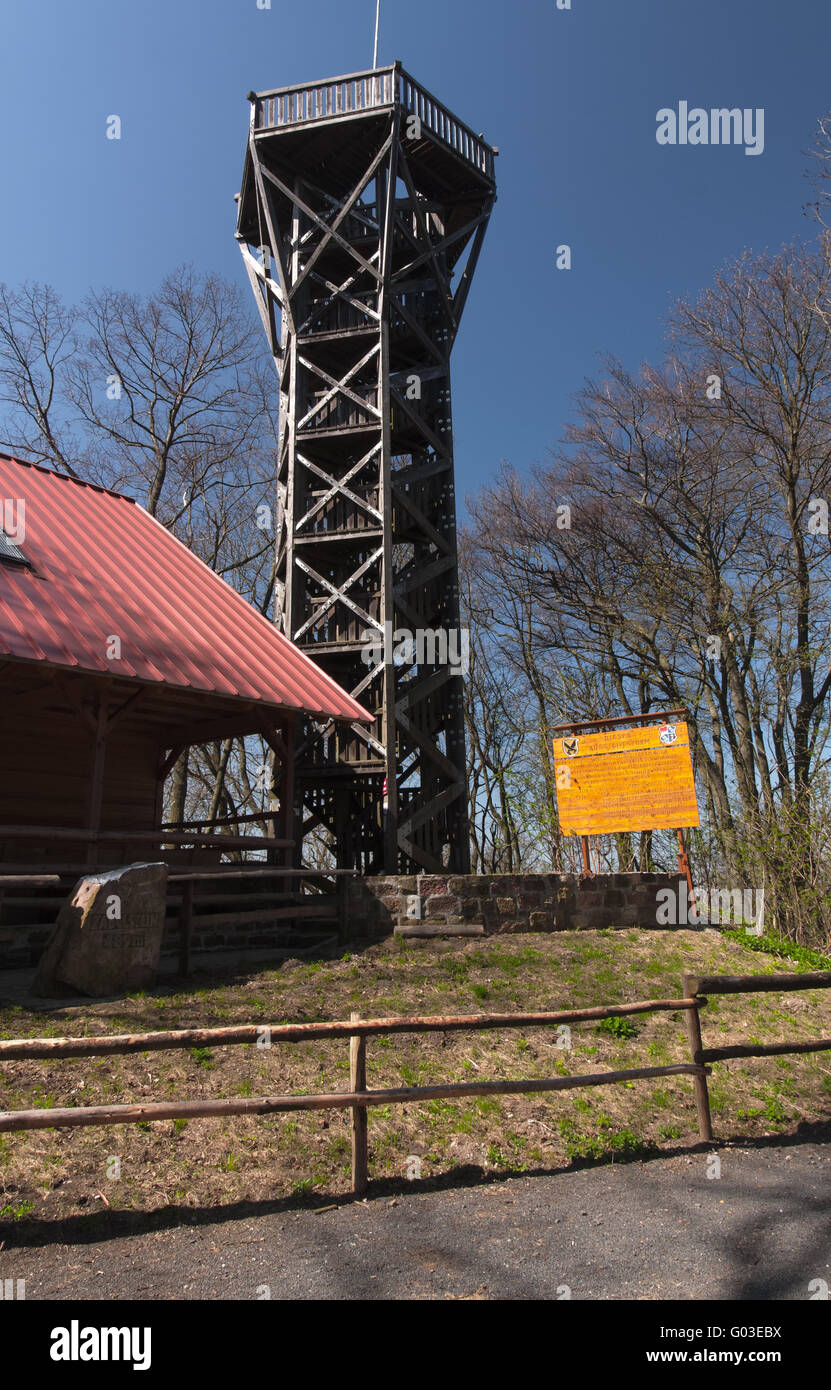 Torre di Outlook sul Zabelstein nella Steigerwald Foto Stock