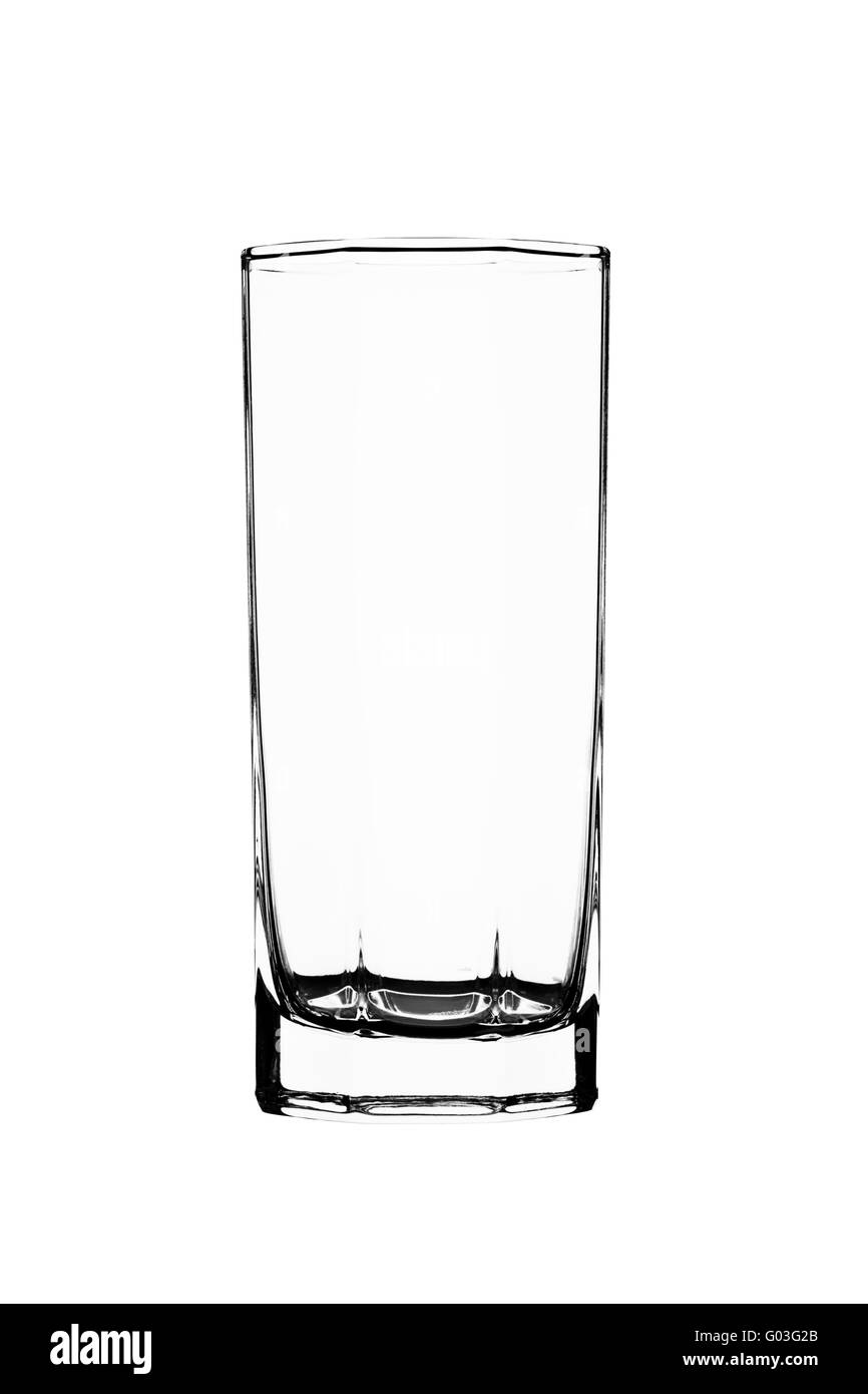 Bicchiere vuoto isolato su uno sfondo bianco Foto Stock