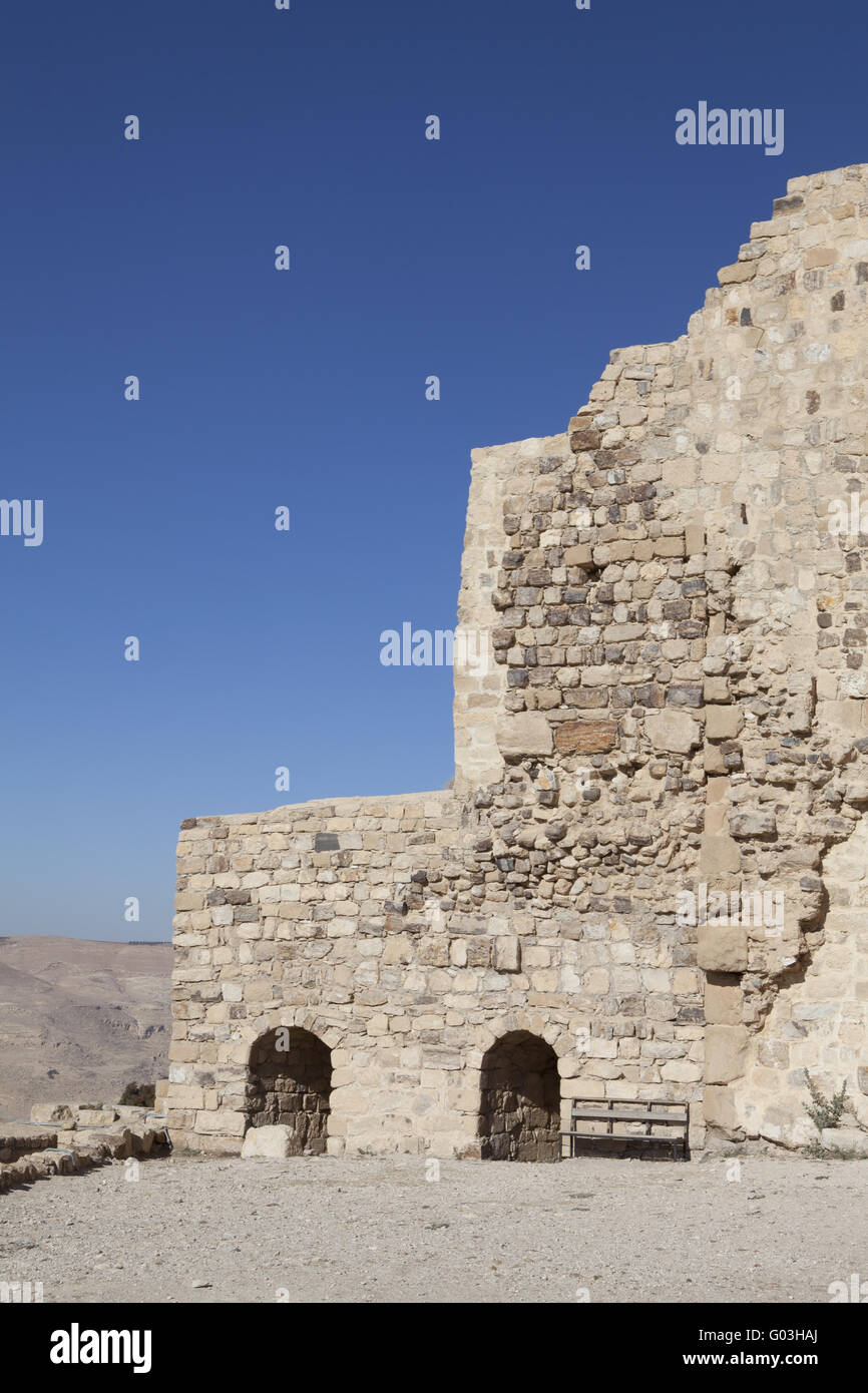 Rovine del castello crociato di Kerak, Giordania Foto Stock