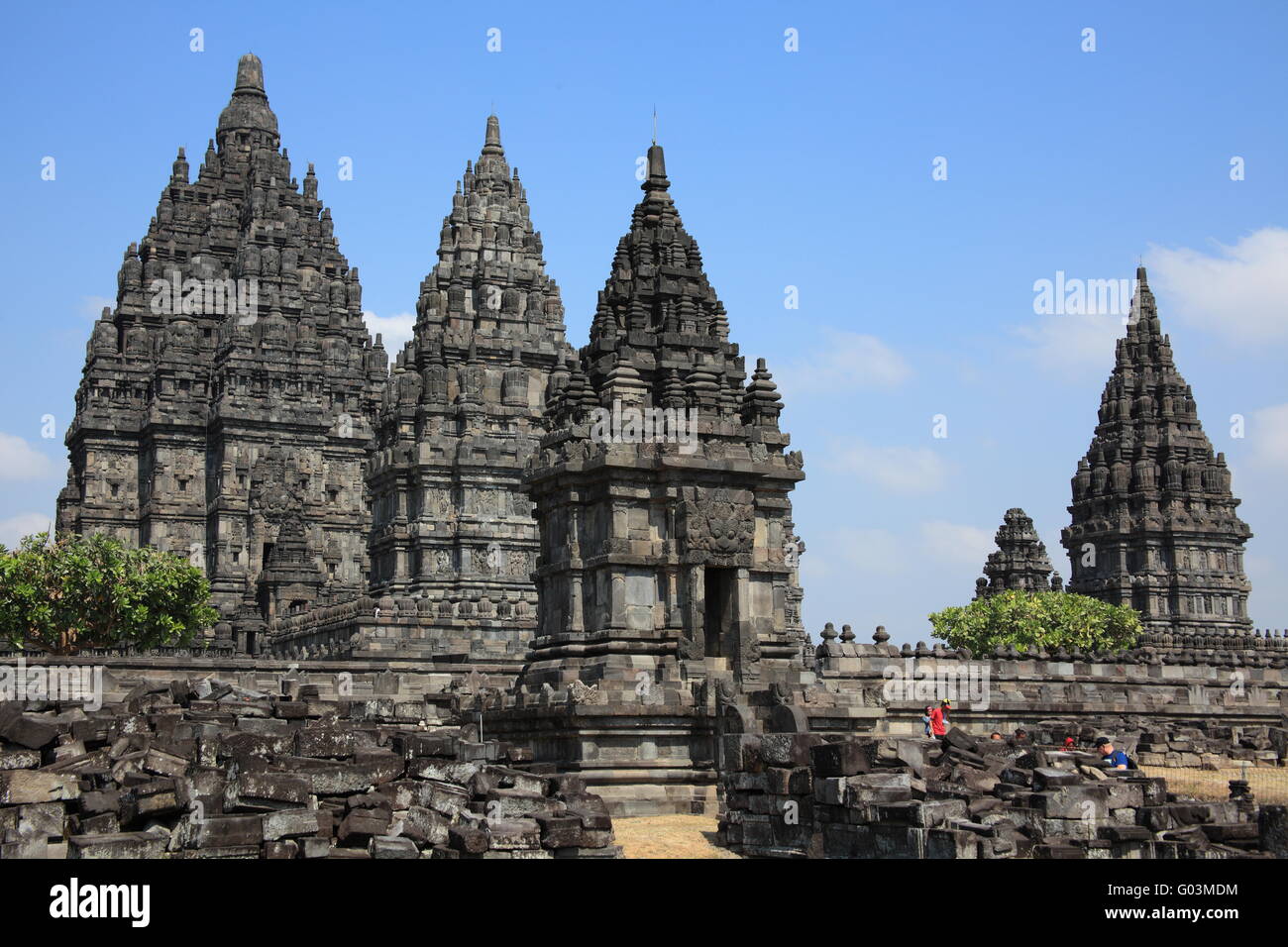 Prambanan è un nono secolo tempio indù composto Foto Stock