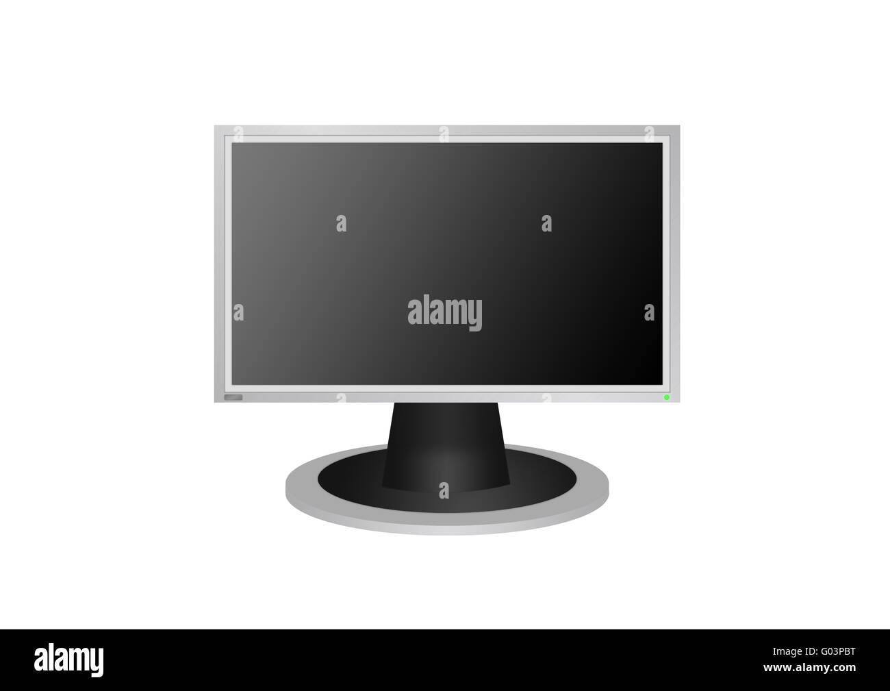 L'alta risoluzione di immagine di LCD monitor isolato sfondo bianco (16:9) con il pulsante e una lampadina - è incluso) Foto Stock