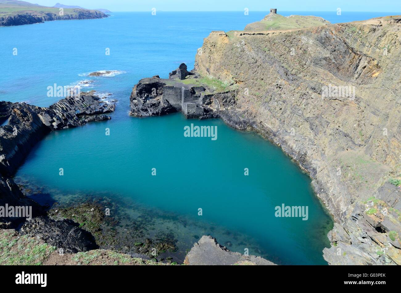 Blue Lagoon Abereiddy Pembrokeshire Wales Foto Stock